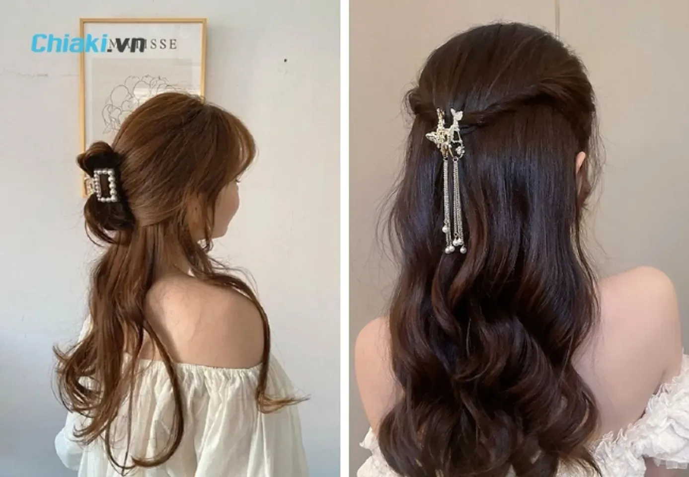 Cách kẹp tóc càng cua nửa đầu kiểu 5 răng