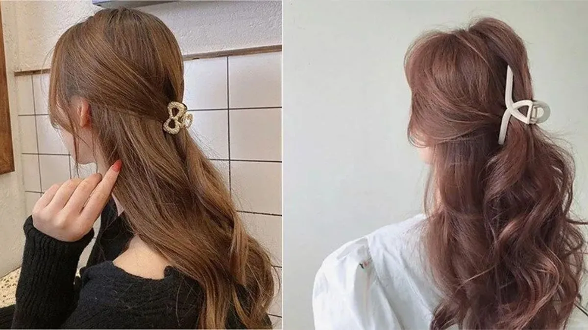Cách kẹp tóc càng cua cho tóc dài buộc nửa, giữ được độ dài tóc