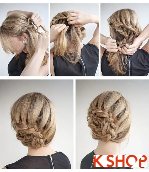 Góc nhìn từ phía sau của kiểu tóc búi lọn nửa đầu