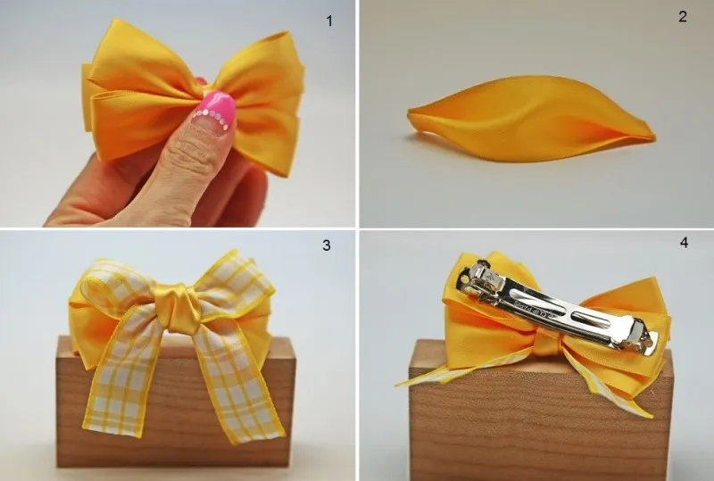 Hoàn Thiện Gắn Nơ Cài Tóc 4 Cánh Lên Xương Kẹp Tóc