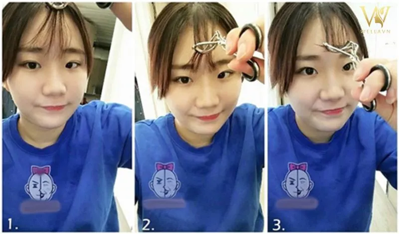 Cách làm phồng tóc mái thưa với kẹp mi