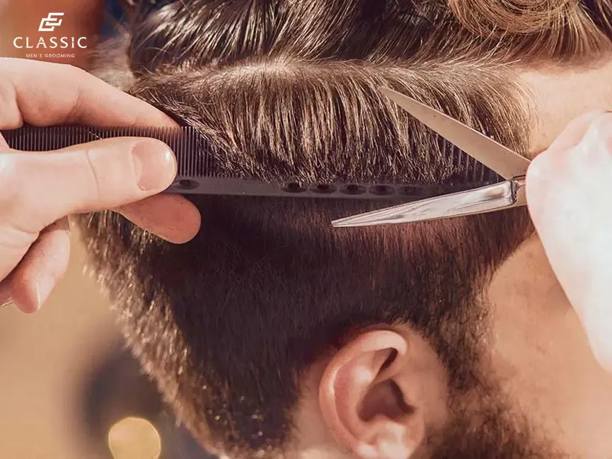 Kiểu tóc nam đã được cắt tỉa layer, cho thấy cách làm phồng tóc nam thông qua việc cắt tóc