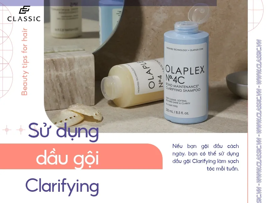 Sử dụng dầu gội làm sạch sâu Clarifying Shampoo trong quy trình allintitle:cách làm bóng tóc