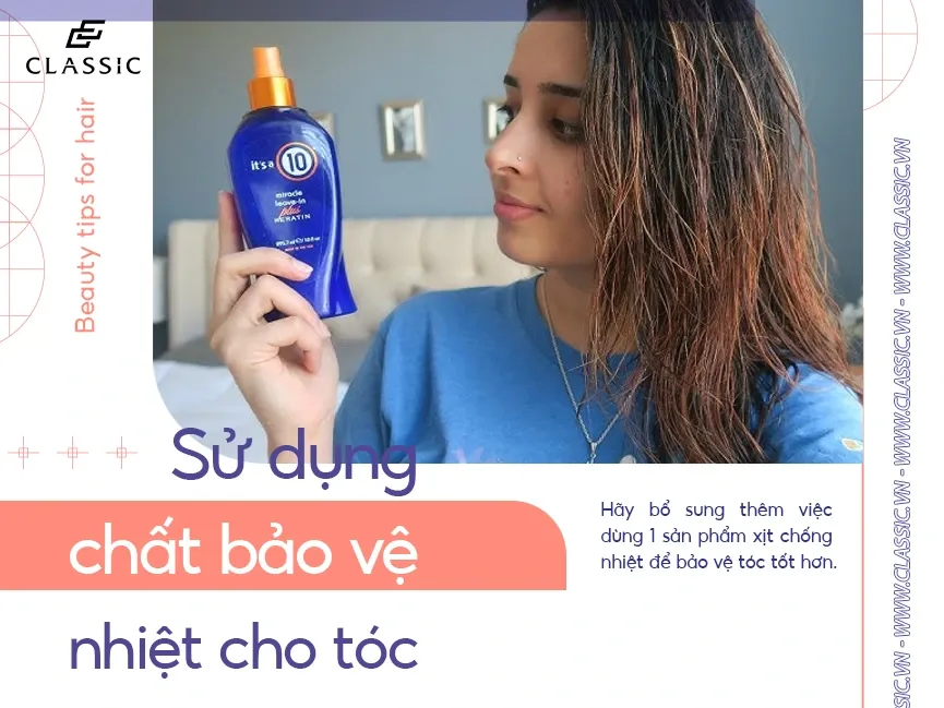 Sản phẩm xịt bảo vệ tóc khỏi nhiệt độ cao, một bước quan trọng trong cách làm bóng tóc