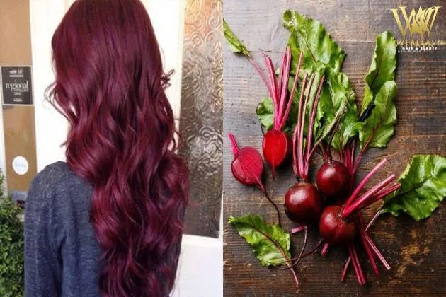 Alt text nhuộm tóc màu đỏ bằng củ dền và cà rốt tự nhiên