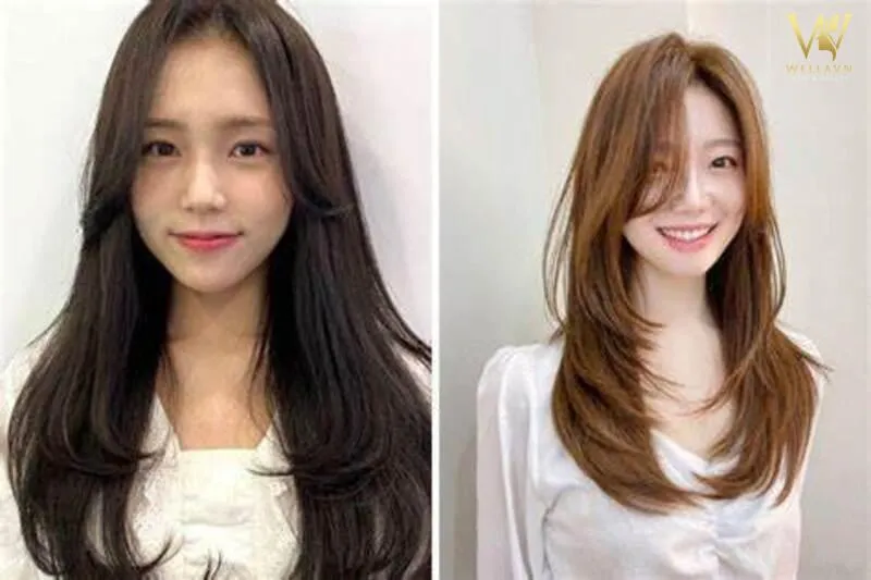 Phụ nữ với mái tóc thẳng mượt, minh họa cách để làm tóc thẳng tự nhiên