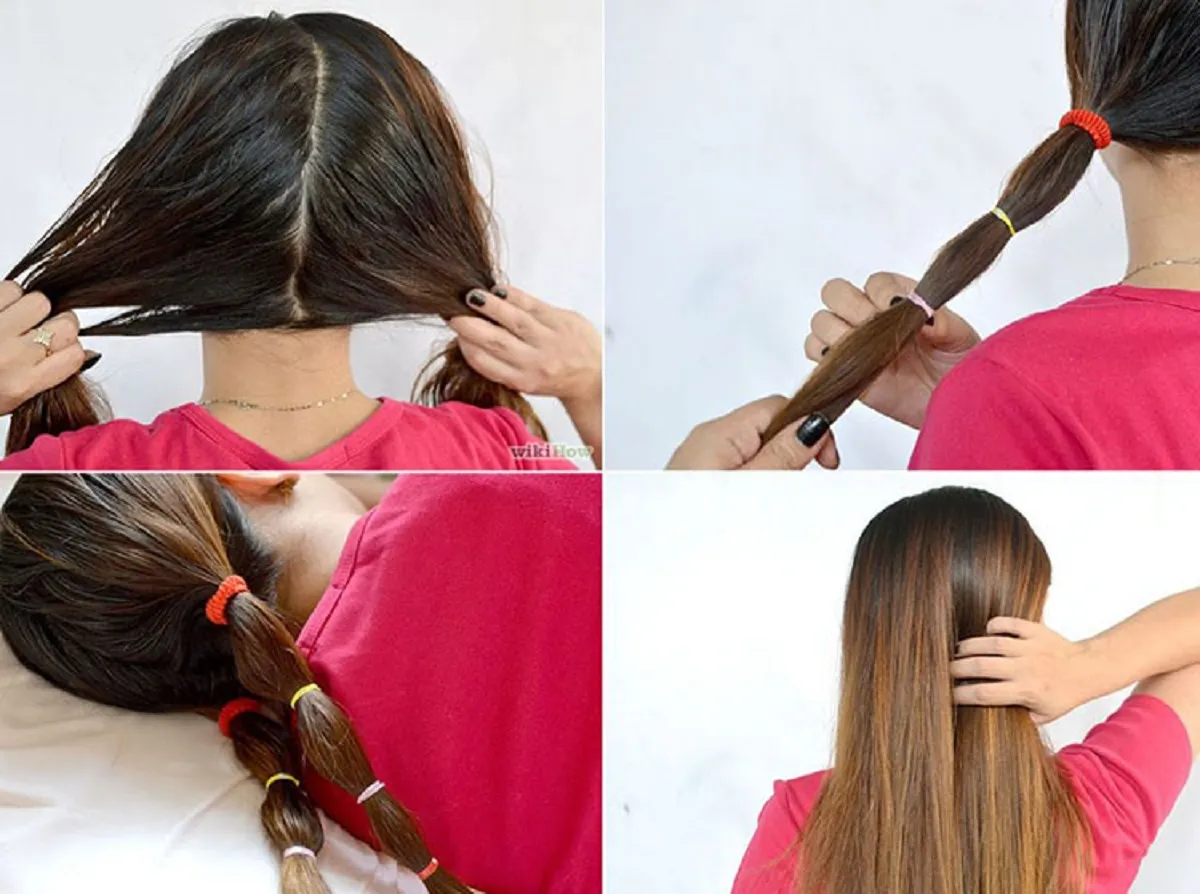 Cách làm tóc mượt và thẳng tự nhiên bằng cách buộc tóc nhẹ nhàng