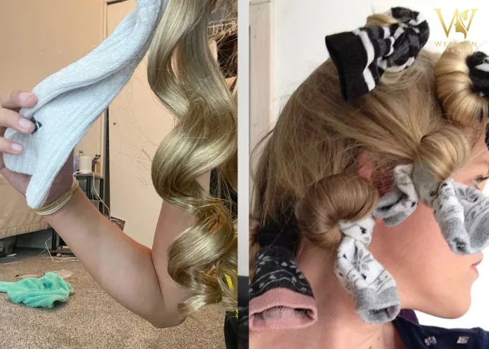 Hình ảnh một người đang búi tóc lỏng trên đỉnh đầu theo kiểu 'pineapple' để bảo vệ các lọn tóc xoăn khi ngủ