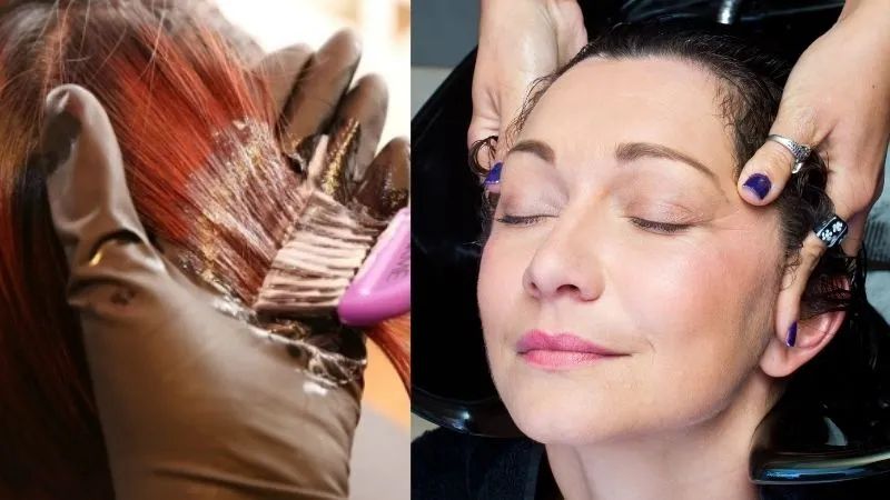 Thoa đều hỗn hợp nhuộm củ dền từ chân tóc đến ngọn để đảm bảo màu lên đồng nhất