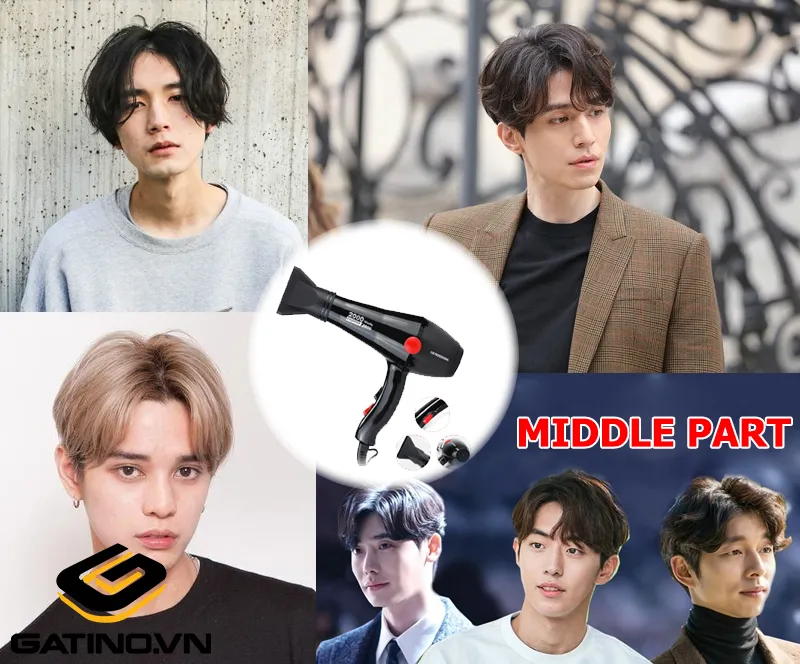 Kỹ thuật sấy tóc Middle Part 2 mái