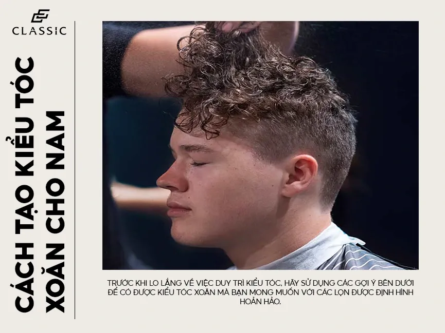 Nam giới tạo kiểu tóc xoăn tại nhà bằng cách sử dụng các sản phẩm hỗ trợ tạo độ phồng và kết cấu tóc