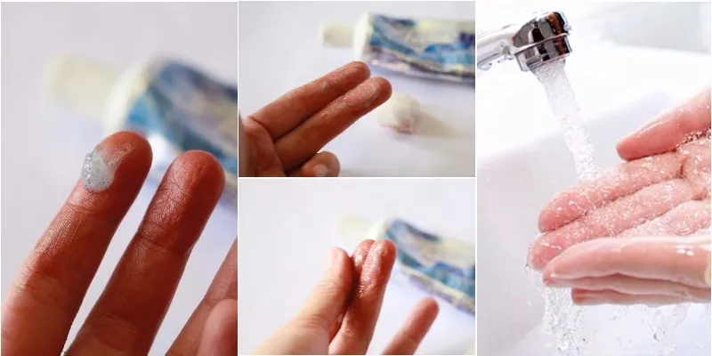 Sử dụng Kem Đánh Răng dạng kem để tẩy vết nhuộm dính trên da