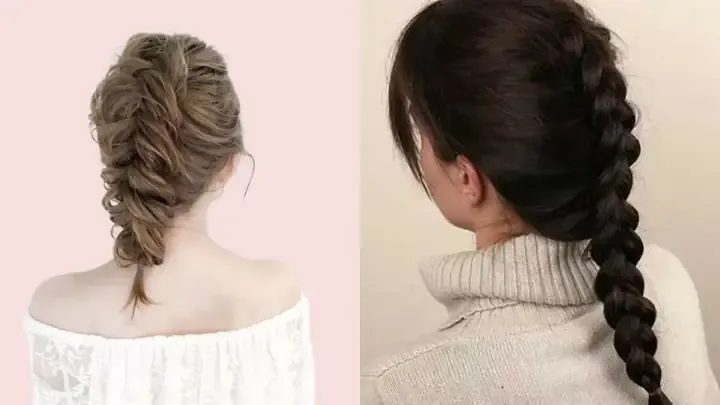 Bé gái tết tóc đuôi sam truyền thống sau gáy