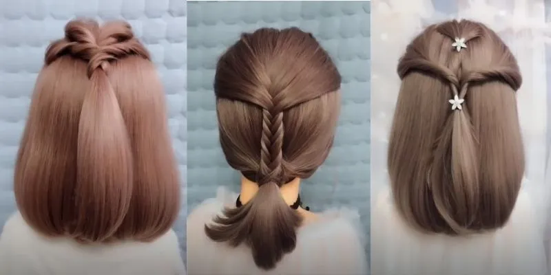 Ba phong thái tết tóc ngắn ngang vai dịu dàng, duyên dáng cho nữ sinh