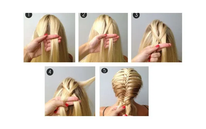 Hình ảnh mái tóc thả dài, uốn sóng lơi nhẹ nhàng, với phần tóc trên được tết nửa đầu duyên dáng, minh họa cách thả tóc đẹp