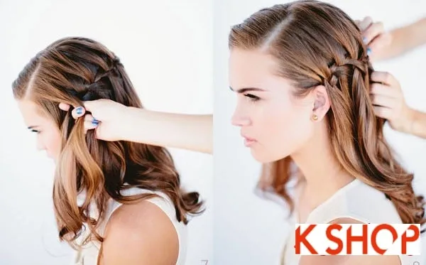 Hoàn thành đường tết ngang đầu, đảm bảo các lọn thả đều đặn tạo sóng đẹp