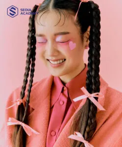 Tóc tết nhiều chùm với dây ruy băng