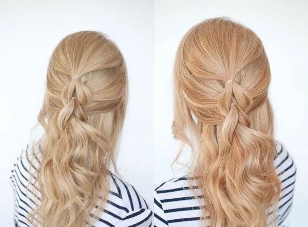 Hoàn thành kiểu tóc buộc tầng xinh xắn giấu dây thun