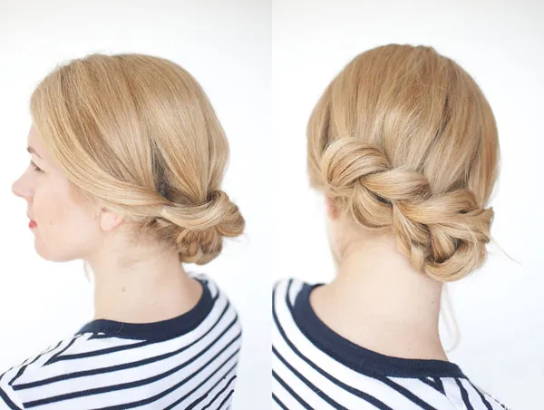 Búi tóc cuộn đẹp mắt từ kiểu tết thác nước giả