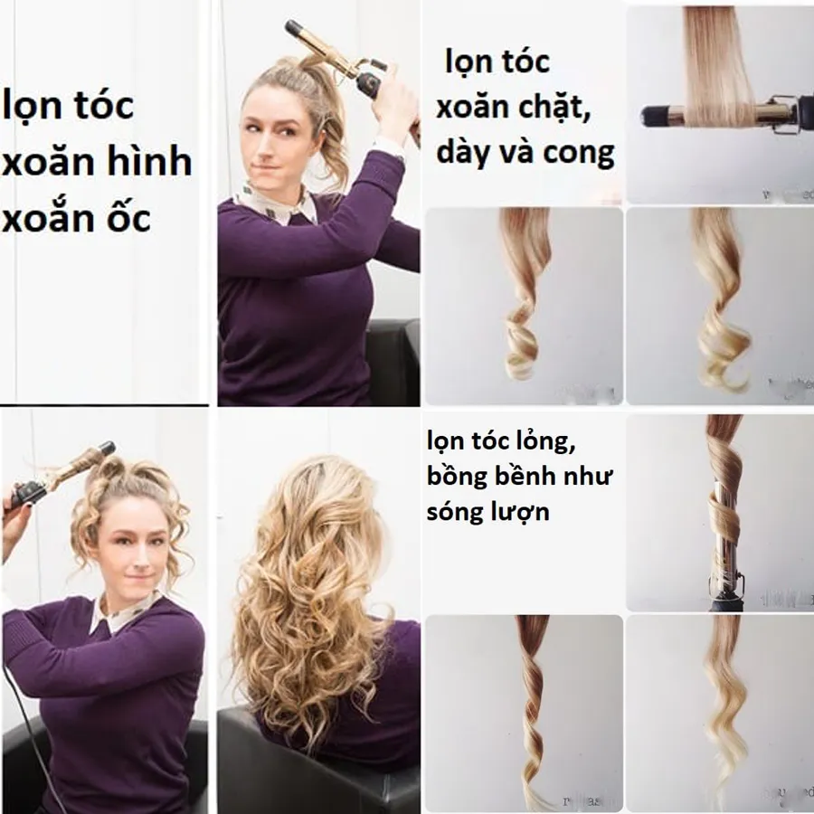Cách uốn tóc lọn chuyên nghiệp sử dụng máy uốn hoặc lô cuốn