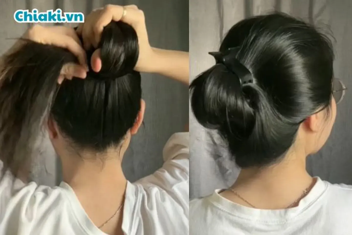 Làm tóc xoăn đuôi bằng kẹp tóc càng cua