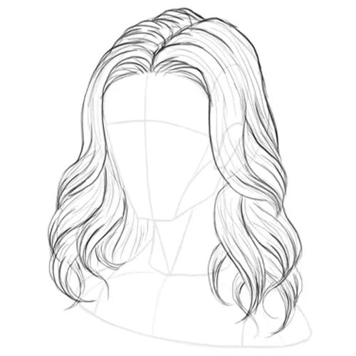 Minh họa các bước vẽ tóc anime cơ bản