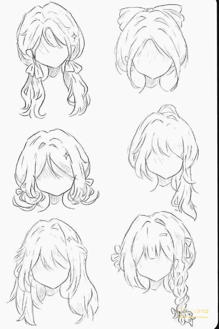 Mô tả sự khác biệt giữa tóc thẳng và tóc xoăn trong vẽ manga