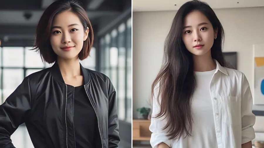 Hình ảnh minh họa kiểu tóc ngắn bob layer phù hợp với khuôn mặt tròn và cách xác định khuôn mặt hợp với tóc ngắn