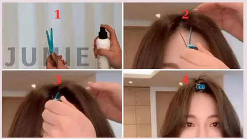 Cách kẹp tóc mái phồng bằng kẹp mỏ vịt
