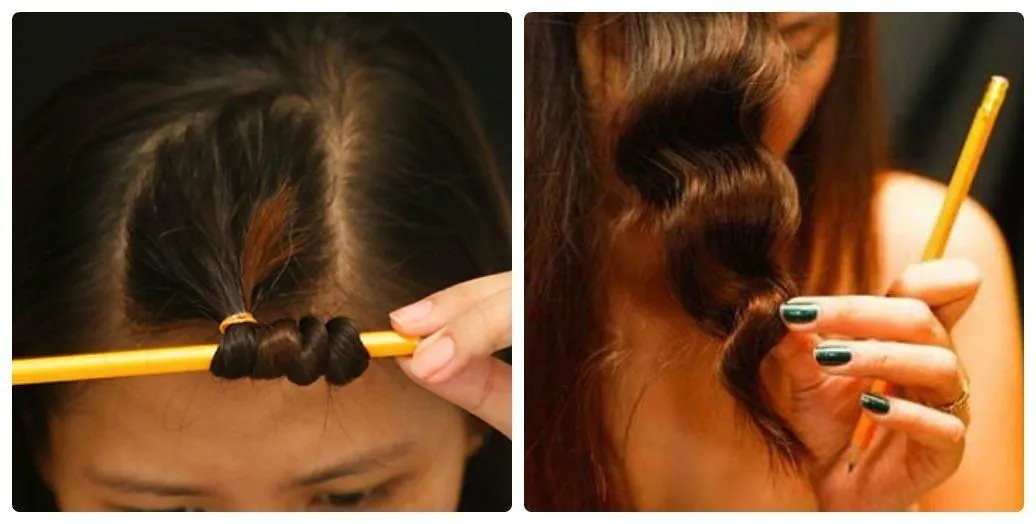 Thao tác uốn tóc bằng bút chì để tạo lọn xoăn nhỏ và chi tiết