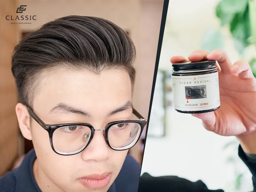 Mái tóc được cắt gọn gàng và ép side chỉn chu, có độ bóng tự nhiên