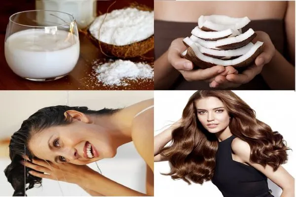 Mặt nạ dưỡng tóc bằng dầu dừa kết hợp với mật ong và chanh để tăng cường độ bóng và giảm gãy rụng