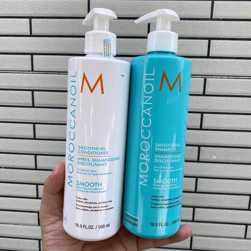 Cặp dầu gội xả Moroccanoil Smooth 500ml chăm sóc tóc suôn mượt