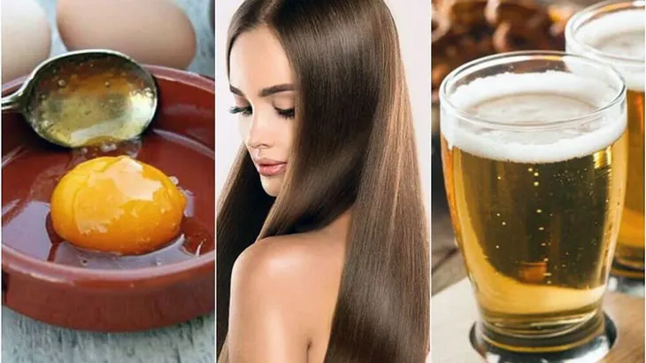 Hỗn hợp cách ủ tóc bằng bia và trứng gà: lòng đỏ trứng và bia tươi đã khử gas