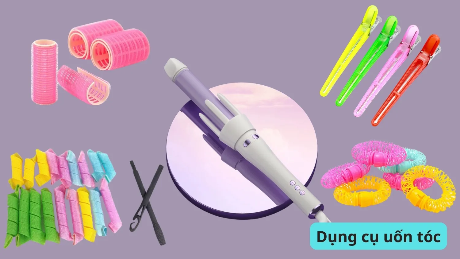 Dụng cụ uốn tóc như máy uốn, kẹp tóc và sản phẩm bảo vệ tóc