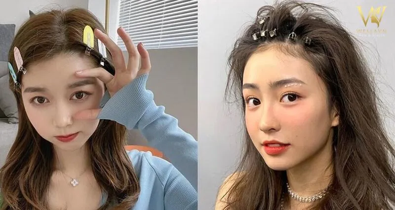 Dùng kẹp tóc mái