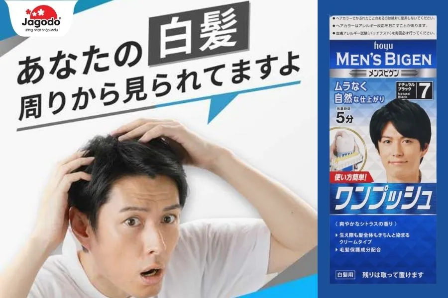 Men's Bigen Natural Black giúp che đi tóc bạc, mang lại mái tóc trẻ trung