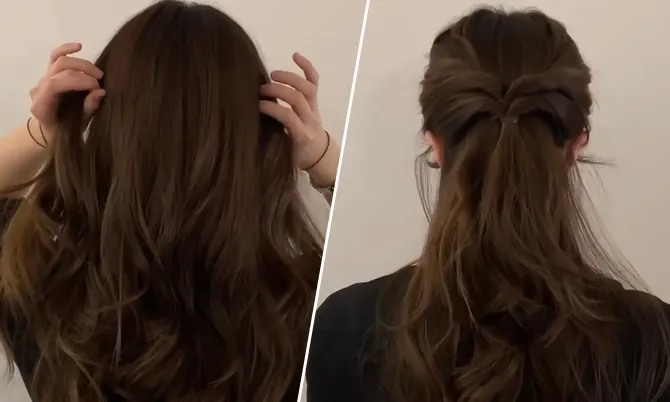 Tóc búi nửa đầu trang nhã, tôn lên vẻ đẹp tự tin