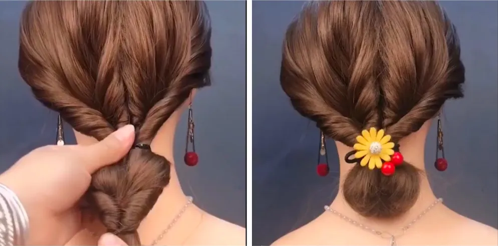 Các bước cố định búi tóc