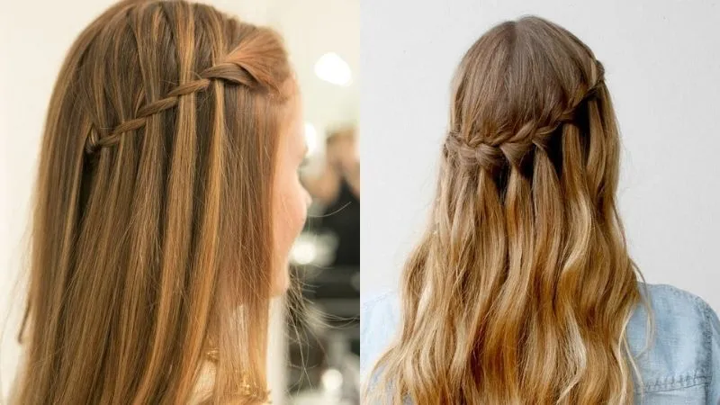 Tóc tết kiểu thác nước tạo ra các dòng tóc buông lơi mềm mại, mang đến vẻ đẹp lãng mạn như công chúa