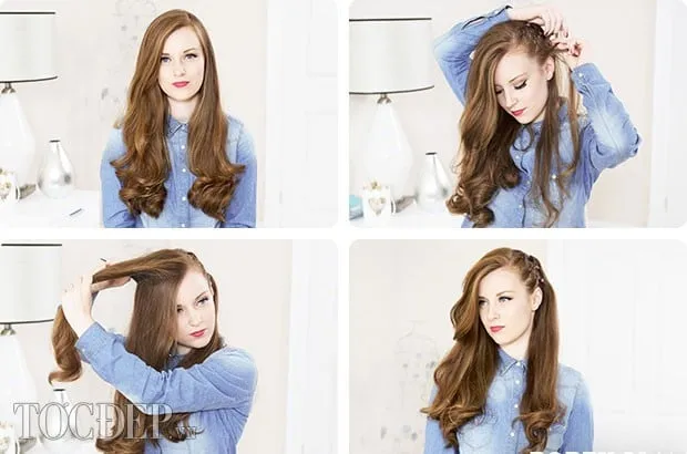 Hình ảnh cận cảnh quy trình tết tóc kiểu Châu Phi lệch một bên, sử dụng kỹ thuật tết sát da đầu