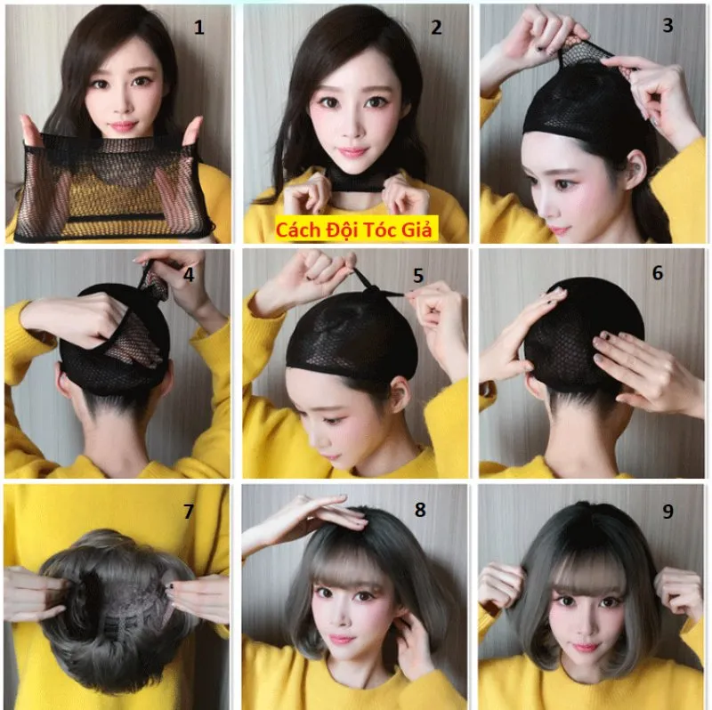 Gói gọn và giấu tóc thật bằng lưới đội đầu