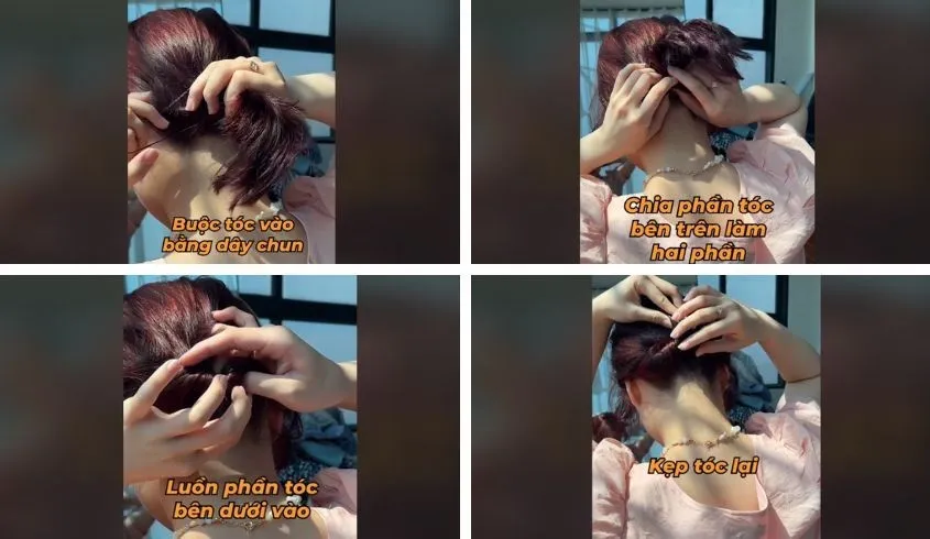 Hướng dẫn từng bước cách kẹp càng cua kiểu cuốn ngược cho mái tóc ngắn, mang lại vẻ ngoài gọn gàng và hiện đại.