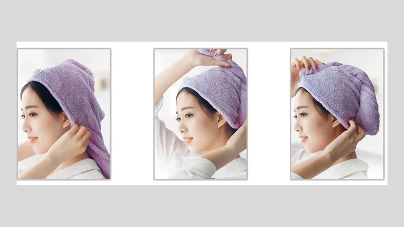 Quấn khăn trùm đầu sau khi gội đầu giúp tóc nhanh khô