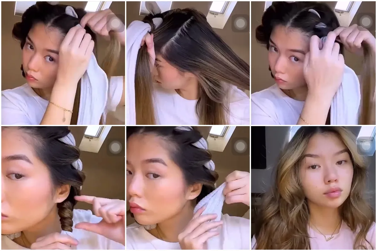 Làm xoăn tóc bằng tất hoặc lô cuốn