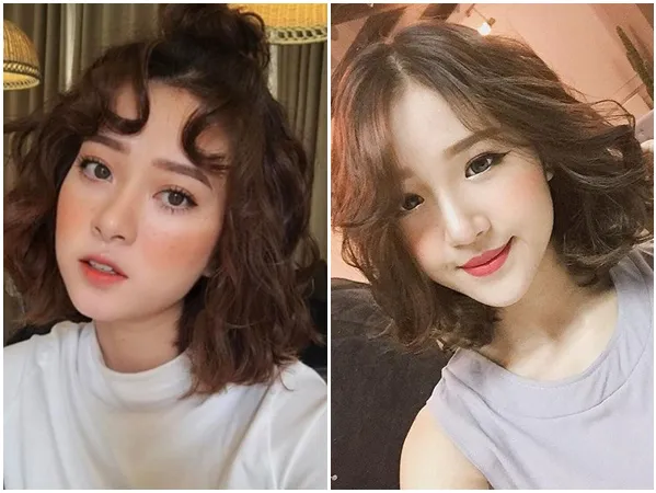 Kiểu tóc xoăn ngắn buộc nửa đầu trẻ trung phong cách Hàn Quốc