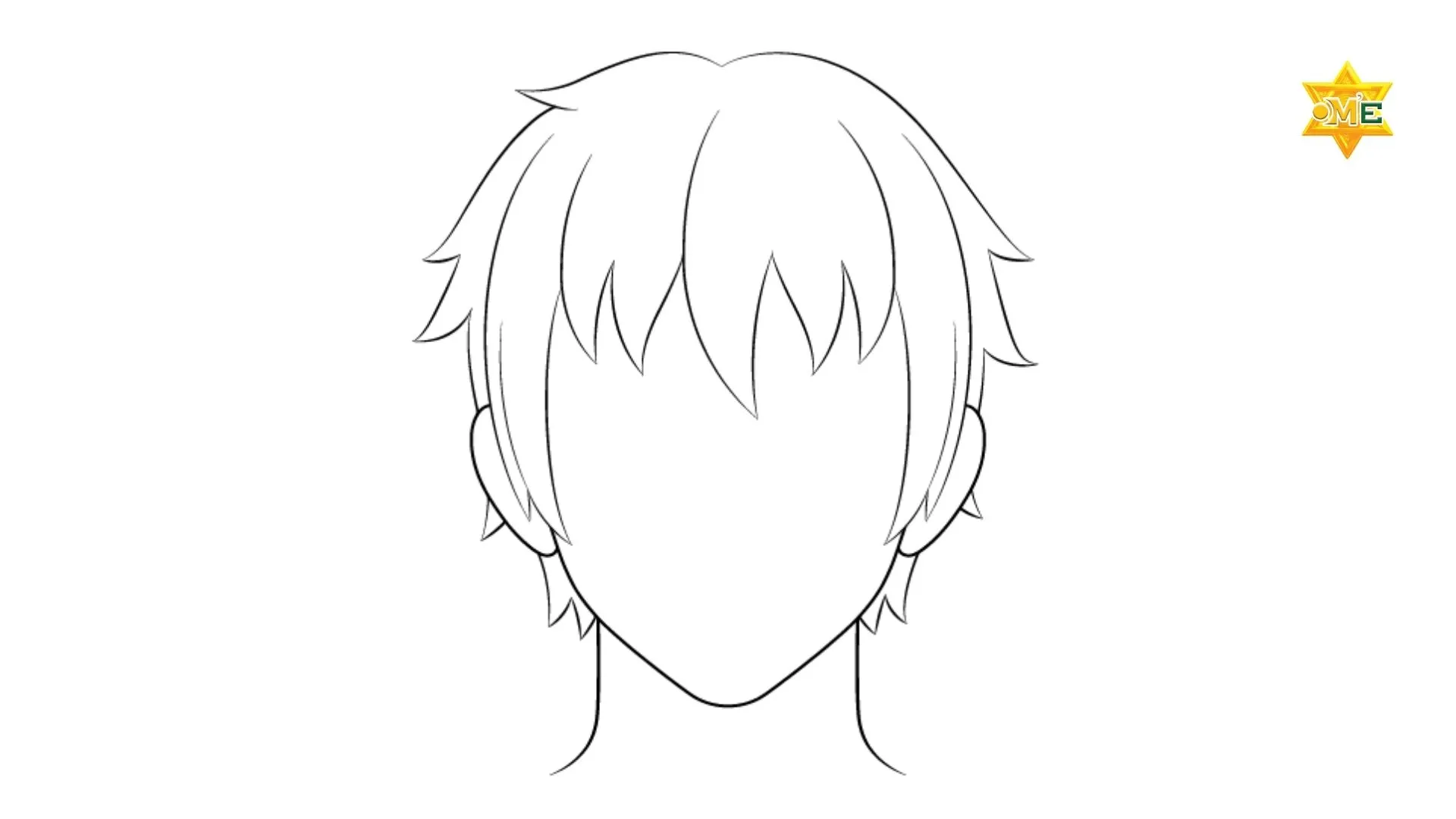 Hướng dẫn cách vẽ tóc anime đơn giản cho nhân vật nam bước 4: Hoàn thiện đường nét