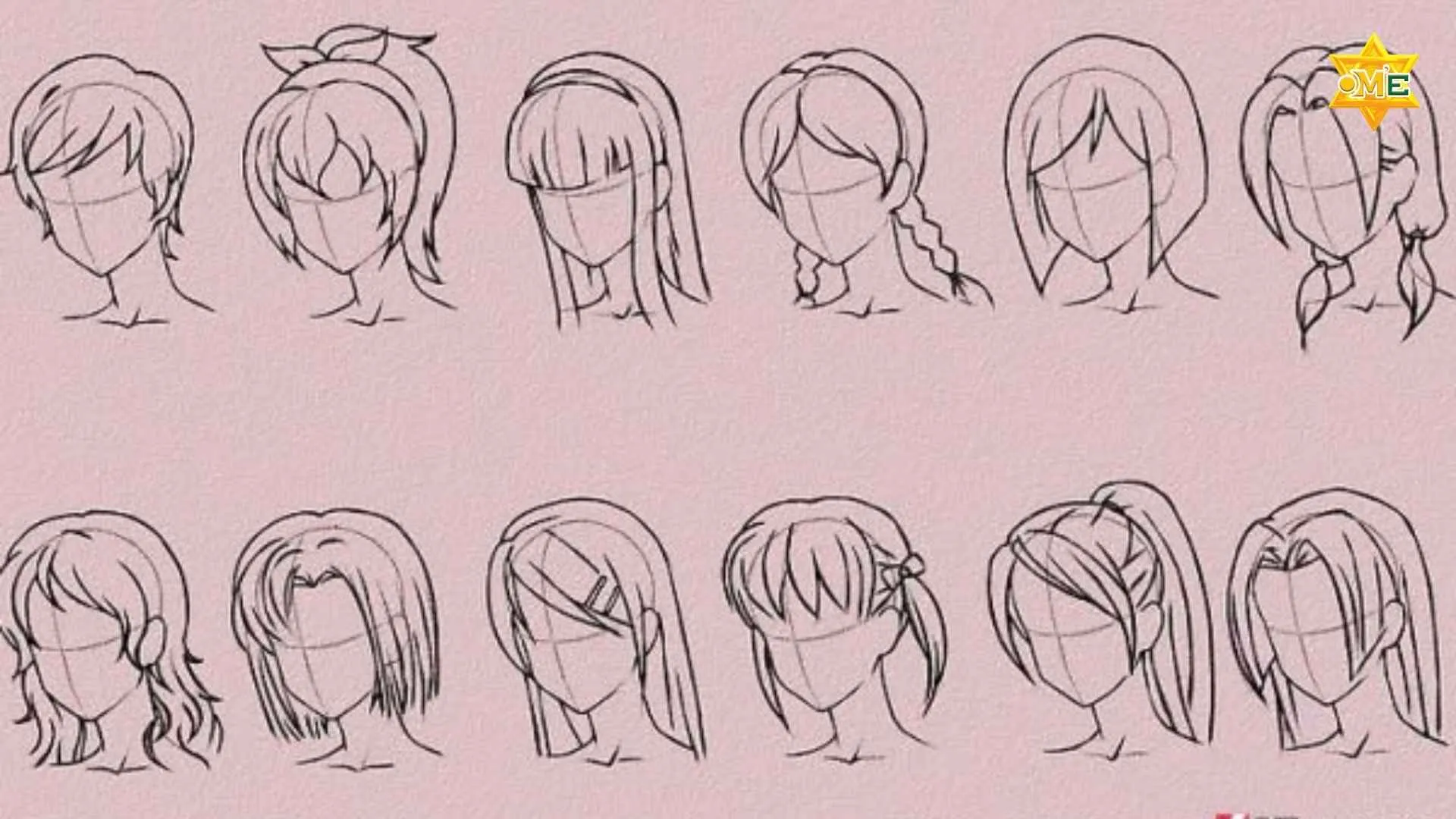 Hướng dẫn cách vẽ tóc anime đơn giản cho nhân vật nữ bước 2: Phác thảo chi tiết tóc mái