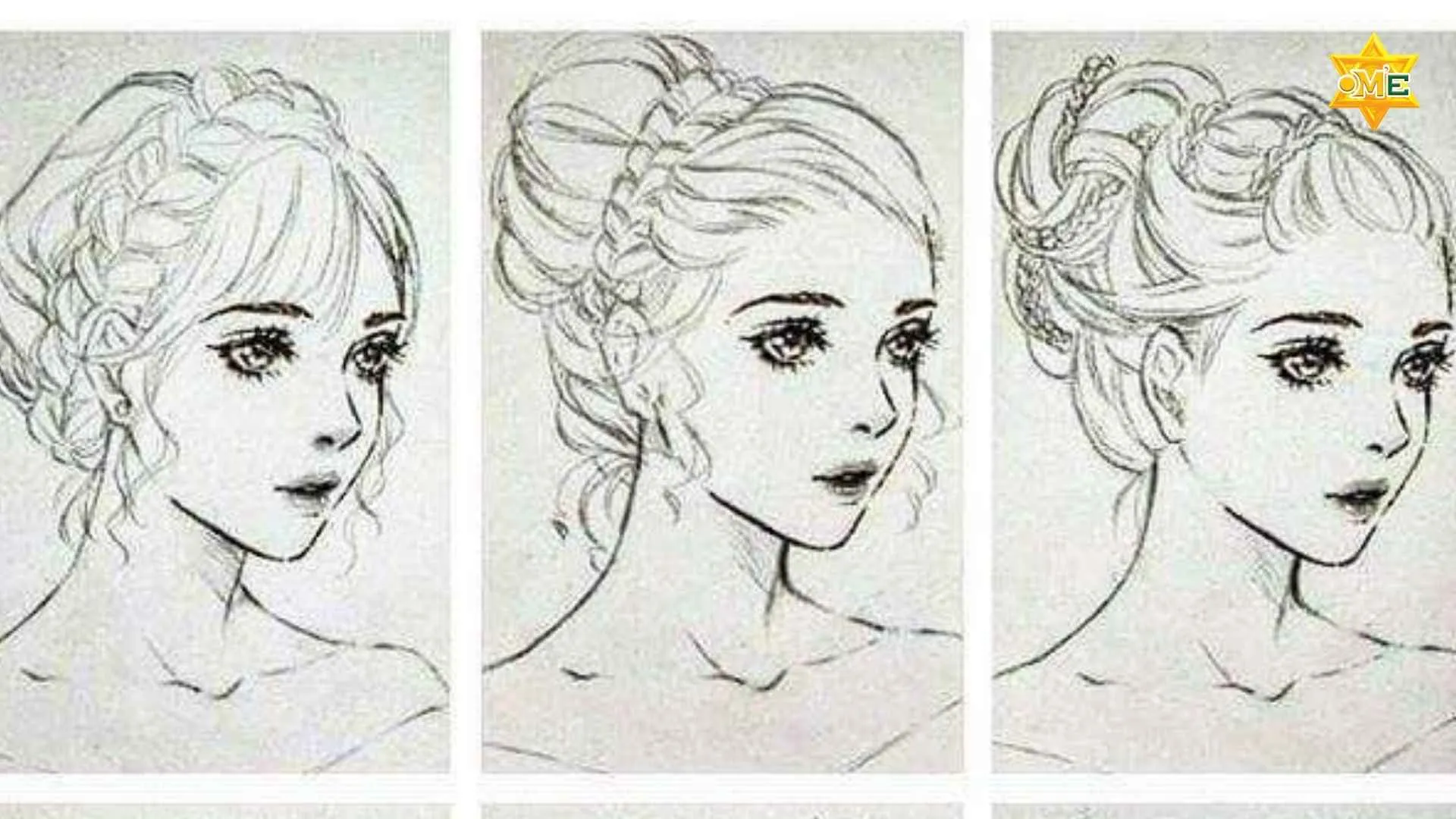 Hướng dẫn cách vẽ tóc anime đơn giản cho nhân vật nữ bước 3: Phác thảo tóc dài và tóc búi