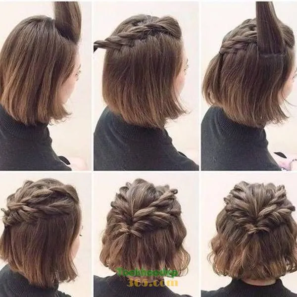 Cận cảnh kiểu tết tóc trái tim đáng yêu dành cho tóc ngang vai, tạo điểm nhấn ngọt ngào ở nửa đầu